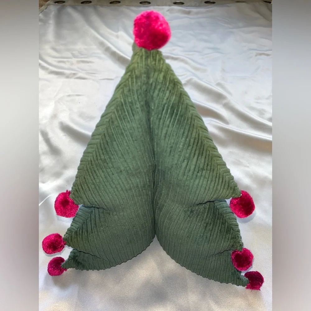 Anthropologie Aldea Corduroy Pom Pom Shaped Tree Pillow